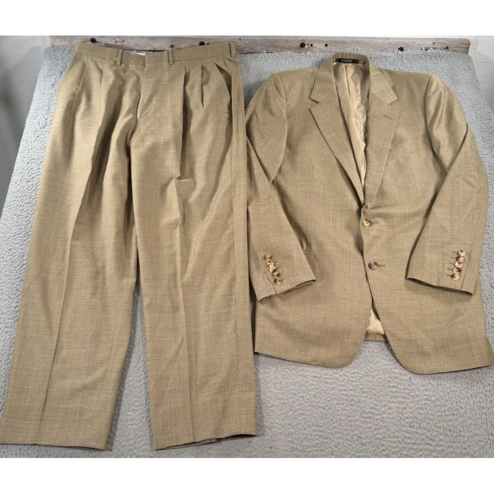 Alfred Dunhill Suit Men's Beige Wool 2 Button Quiet‎ Luxury Made In Italy